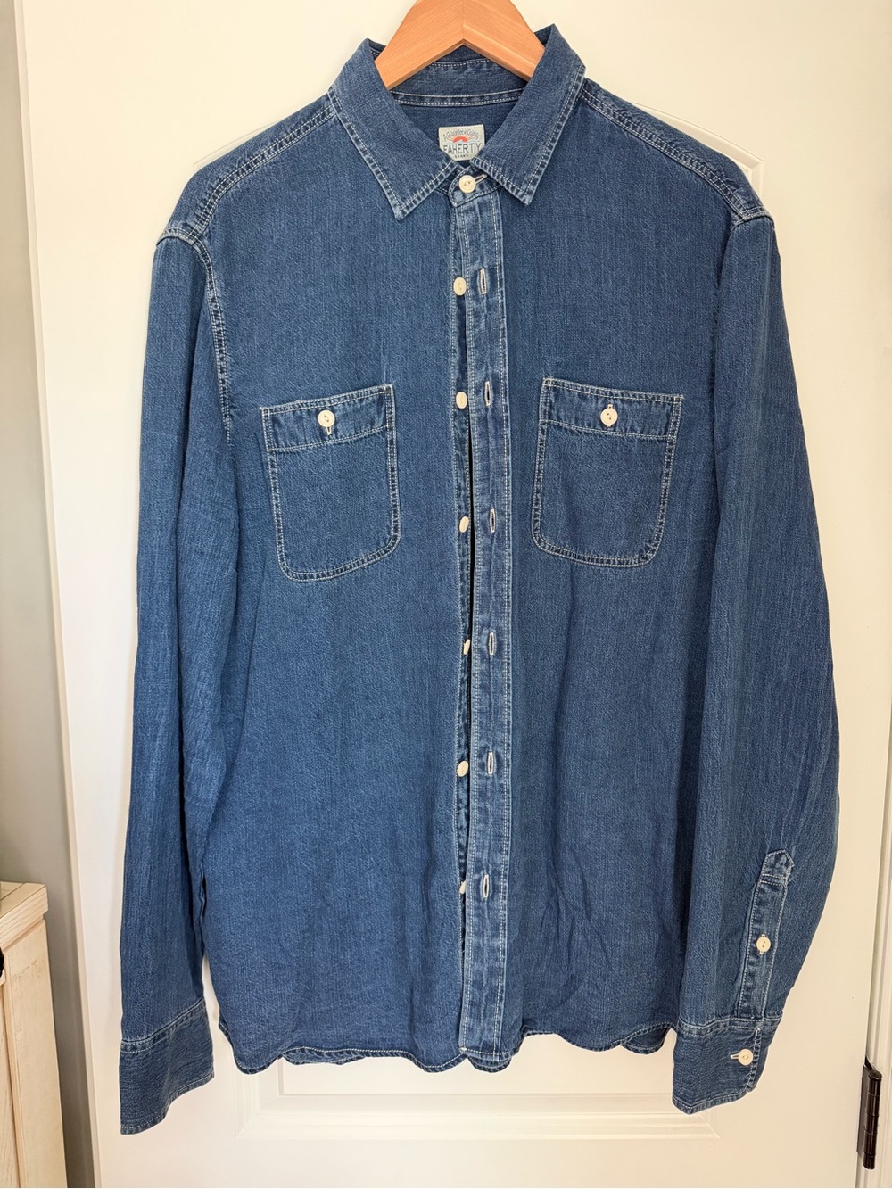 Faherty Blue Denim Button-Down Shirt